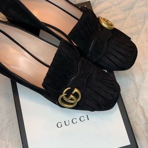 Gucci Authentic Black Suede Mid-Pump Heel